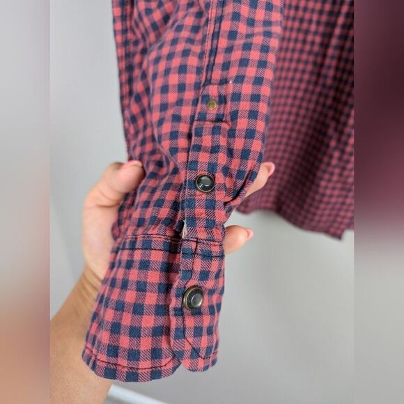 Scotch and soda mens' button shirt plaid dark pink, blue L - Picture 10 of 12